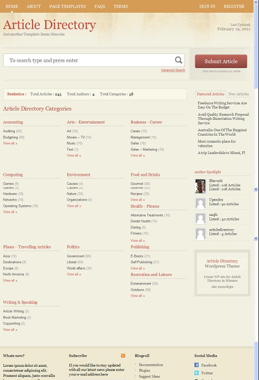 WordPress Article Directory Theme