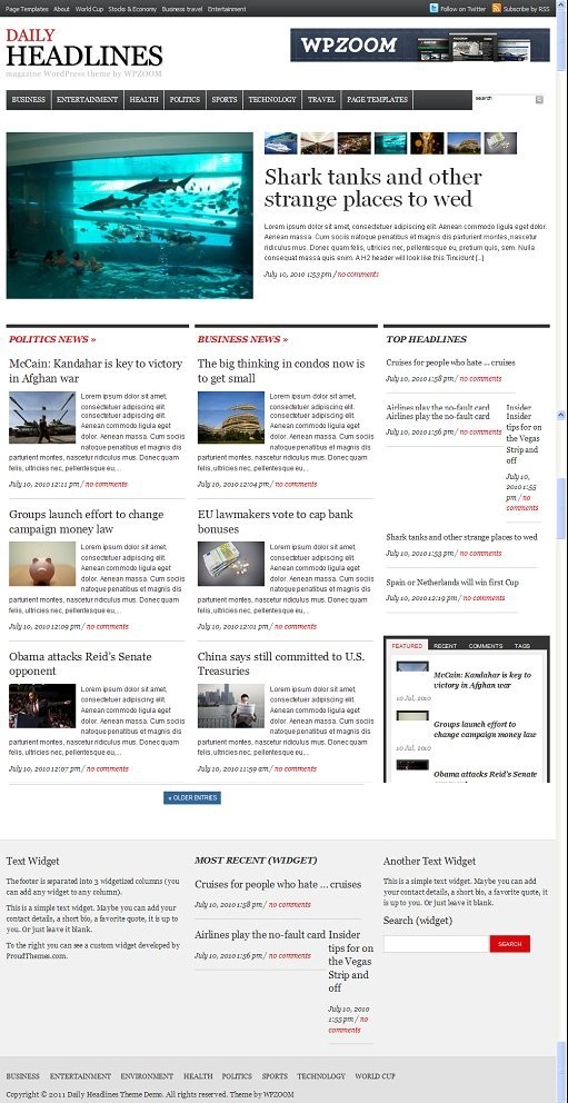WPZOOM Daily Headlines WordPress NewsPaper Theme