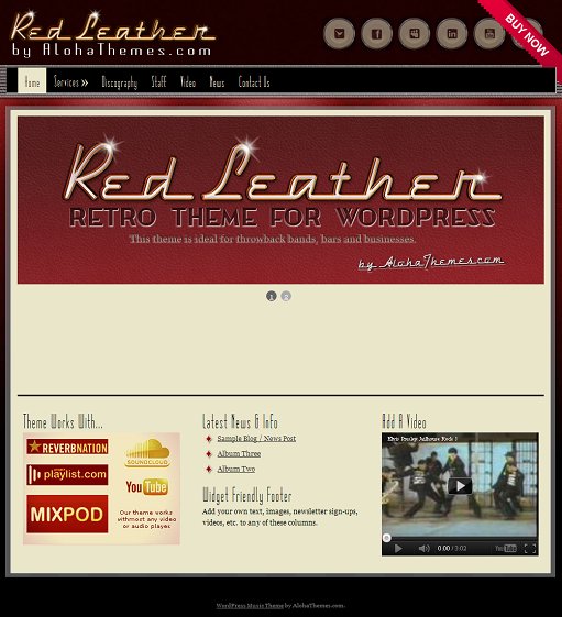 Aloha Themes Red Leather Retro WordPress Theme For Retro Businesses