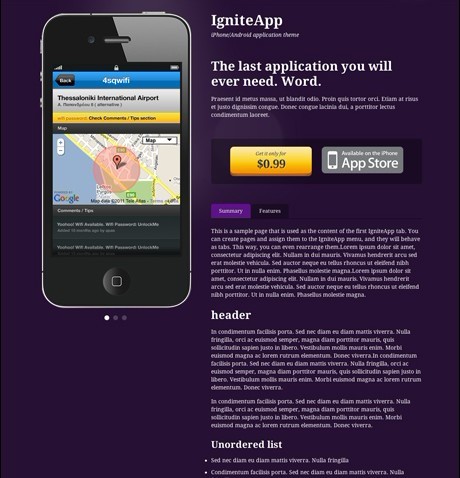CSSIgniter IgniteApp iPhone/ Android Application Theme For WordPress