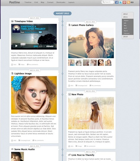 Themify Postline, A Facebook Timeline Inspired WordPress Theme