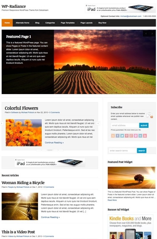 WP-Radiance Solostream Responsive WordPress Theme Review