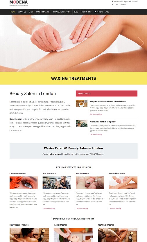 Modena WordPress Theme - A WPZoom Beauty Salon Theme